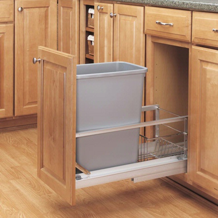 Single Aluminum Pullout Waste Containers, Rev-a-Shelf 5349 Series - full pic 