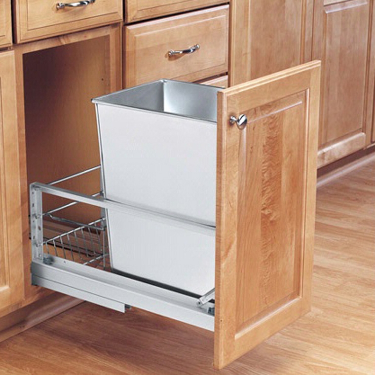 Single Aluminum Pullout Waste Containers, Rev-a-Shelf 5349 Series - full pic 