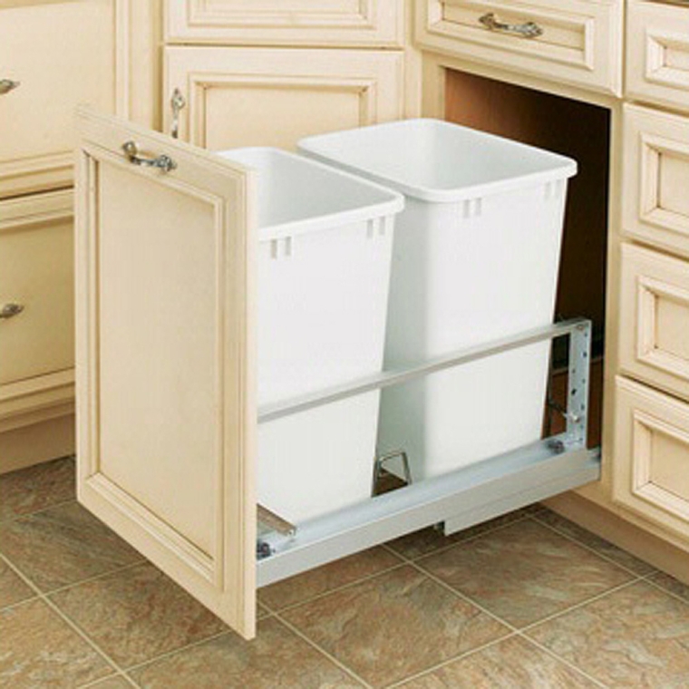 Double Aluminum Pullout Waste Containers, Rev-a-Shelf 5349 Series - full pic 