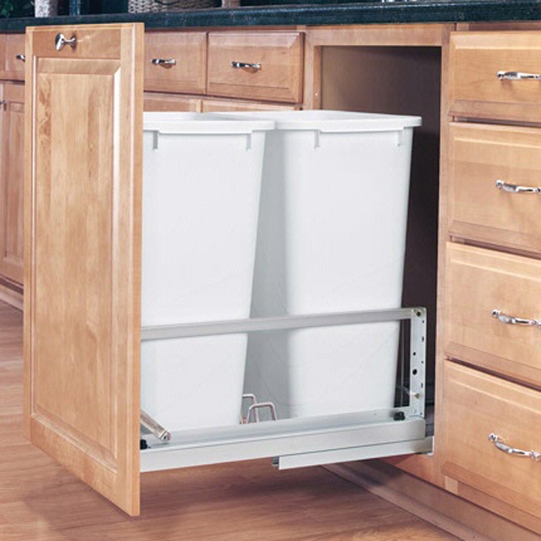 Double Aluminum Pullout Waste Containers, Rev-a-Shelf 5349 Series - full pic 