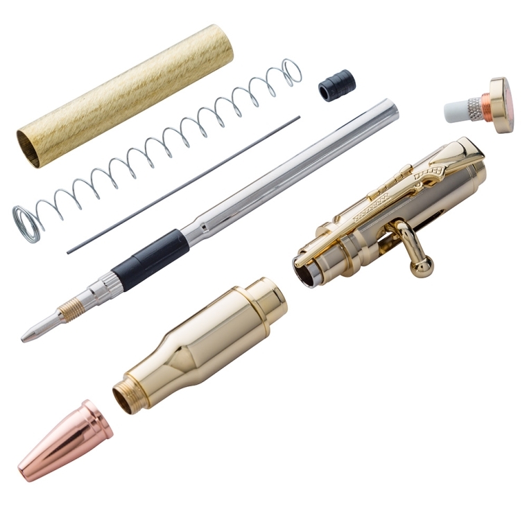 30 Caliber Bolt-Action Pencil Hardware Kit, Gold - main pic