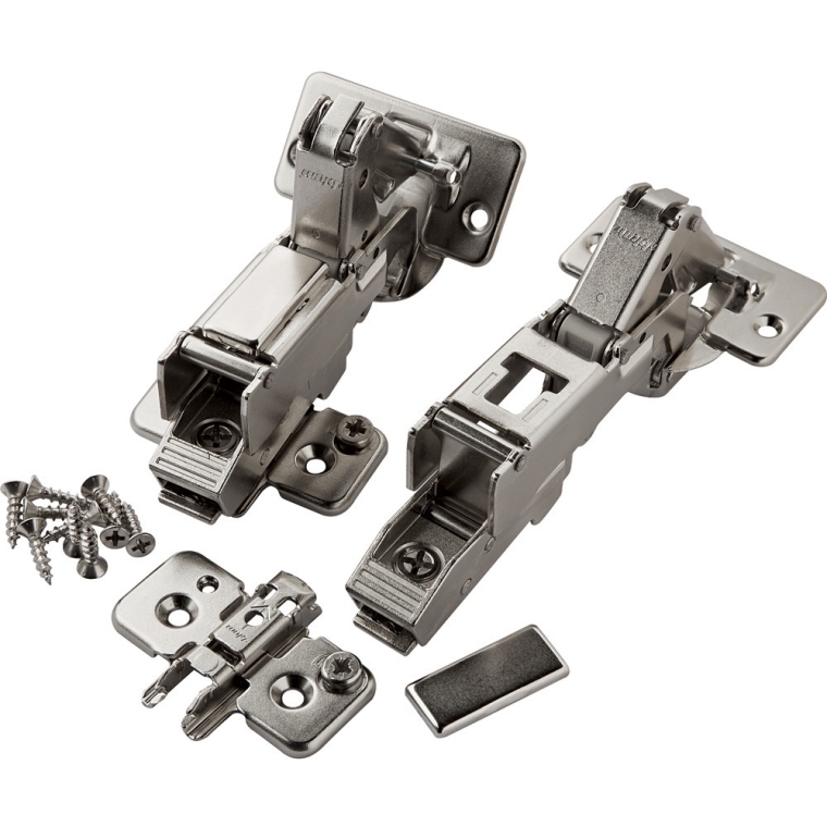 Half Overlay Blum&reg; 170&deg; Snap Close Clip Top Frameless Hinges, Pair - full pic 