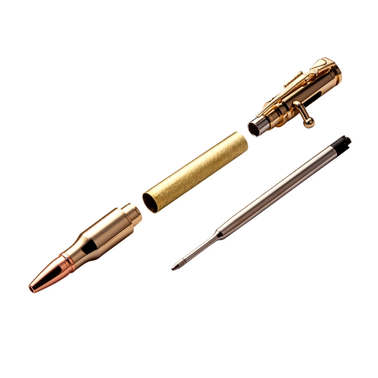 30 Caliber Bolt-Action Pen Hardware Kit, 24k Gold - full pic 