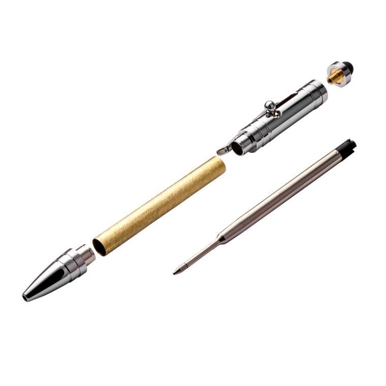 Tec-Pen Bolt-Action Pen Hardware Kit, Chrome - full pic 