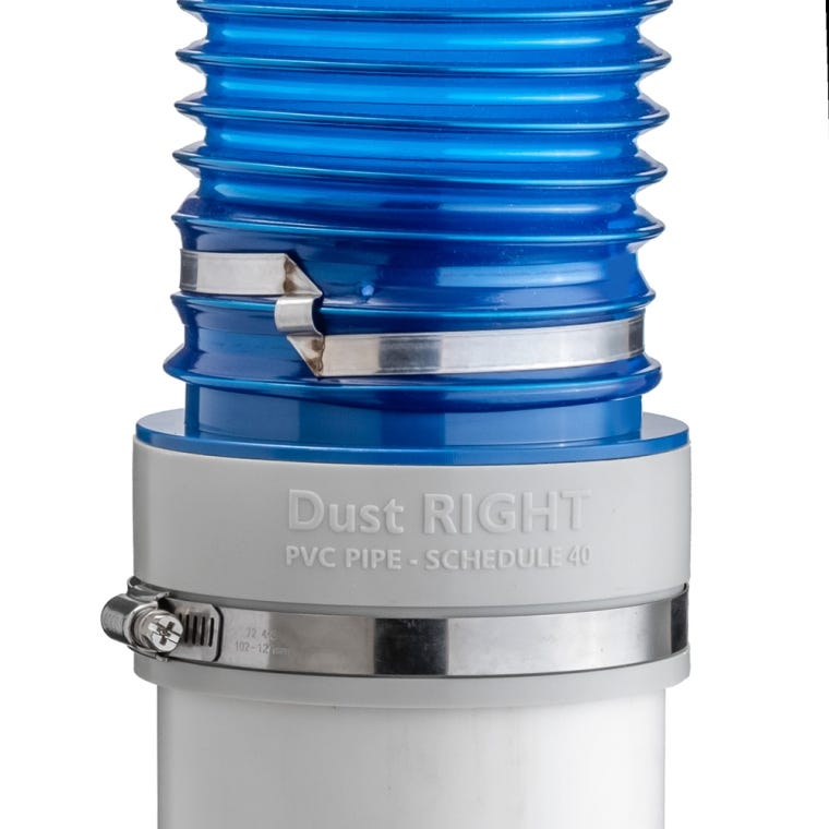 Dust Right Schedule 40 PVC Adapter, 4'' PVC to 4'' Hose - full pic 
