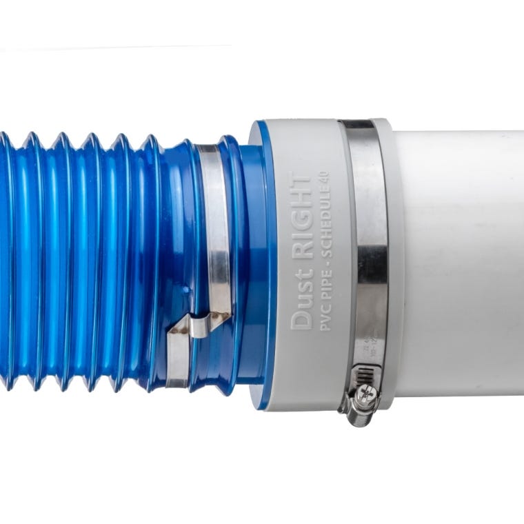 Dust Right Schedule 40 PVC Adapter, 4'' PVC to 4'' Hose - full pic 