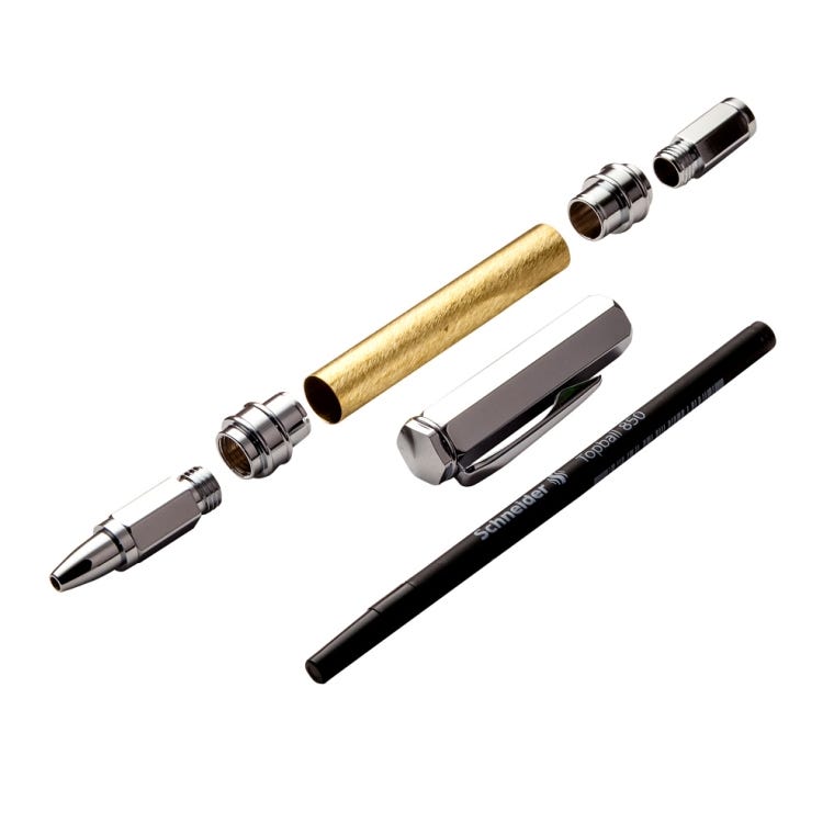 Magnetic Vertex Rollerball Pen Hardware Kit, Chrome - full pic 