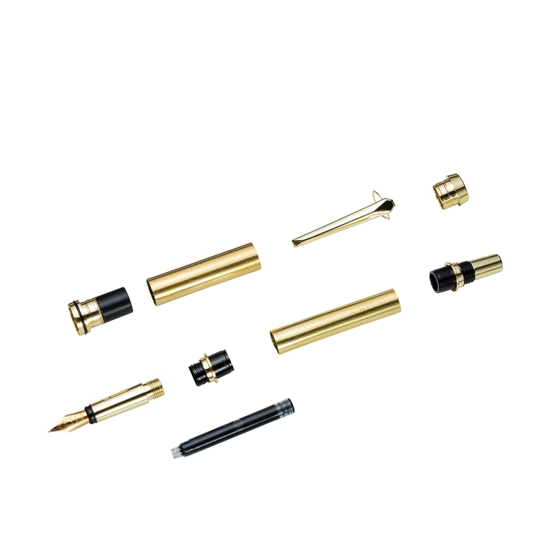 Rockler Junior Gentleman I Fountain Pen Hardware Kit, Gold - full pic 