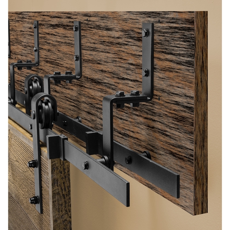 I-Semble Bypass Rolling Door Hardware Kit, Bent Strap, Black - full pic 