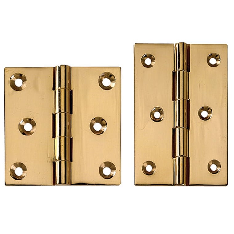 Antique Brass Fixed Pin Hinges 2" L x 1-1/2" W - full pic 