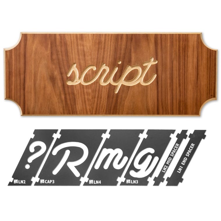 Rockler Interlock Signmaker's Templates, Script Font - full pic 