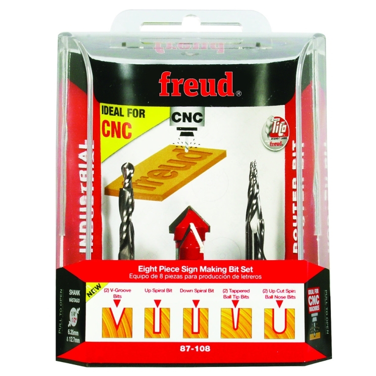 Freud #87-108 8-Piece Signmaking CNC Router Bit Set - full pic 