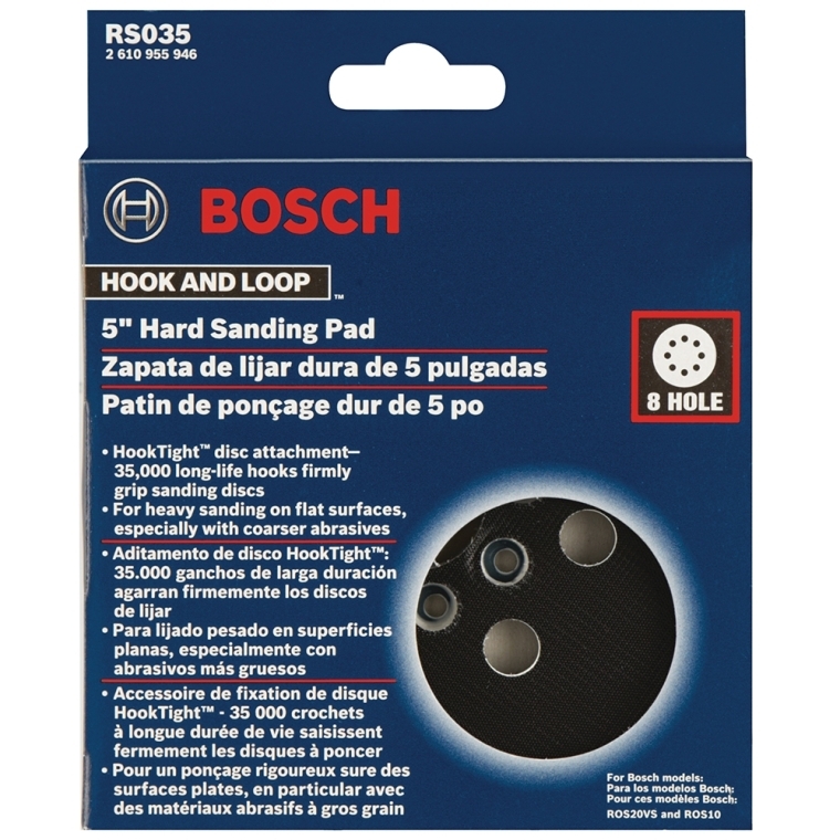 Bosch 5'' 8-Hole Hook & Loop Backing Pad, Hard - full pic 