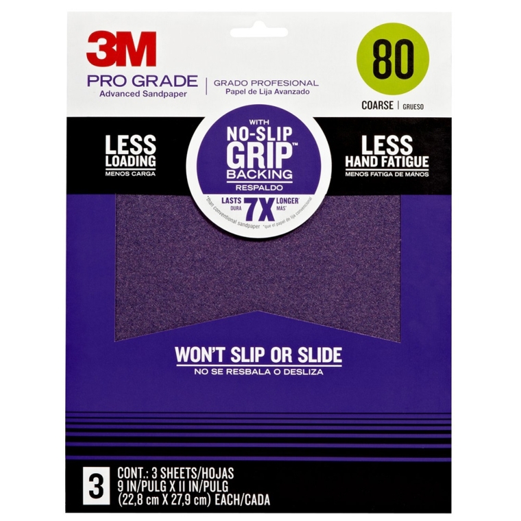 3M Pro Grade No Slip-Grip Sandpaper 3 Packs - full pic 