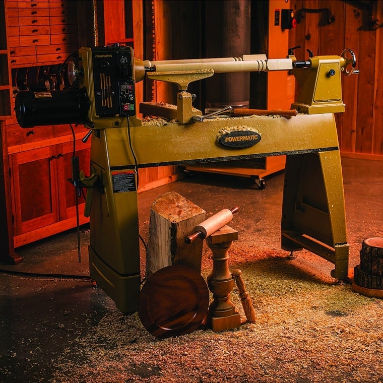 Powermatic 3520C Lathe with Legs and 6'' Riser Blocks, 2HP, 220V, 1-Phase - full pic 