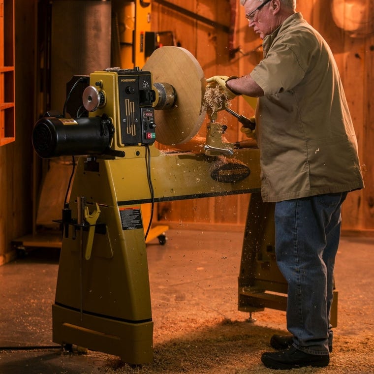 Powermatic 3520C Lathe with Legs and 6'' Riser Blocks, 2HP, 220V, 1-Phase - full pic 