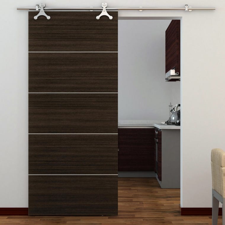 Rolling Barn Door Hardware Kit, Stainless Steel, Tristar - full pic 