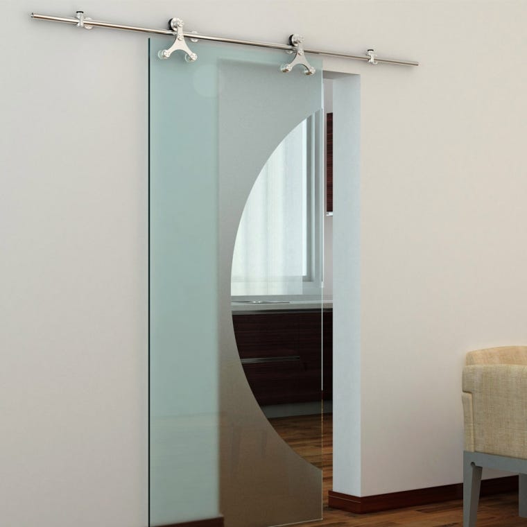 Rolling Barn Door Hardware Kit, Stainless Steel, Tristar - full pic 