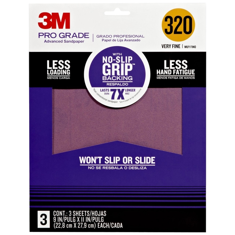 3M Pro Grade No Slip-Grip Sandpaper 3 Packs - full pic 
