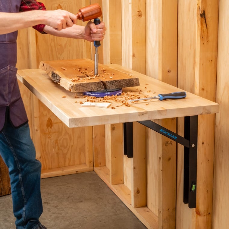 Rockler Rock-Steady Folding Worktop Wall Brackets, Pair - full pic 