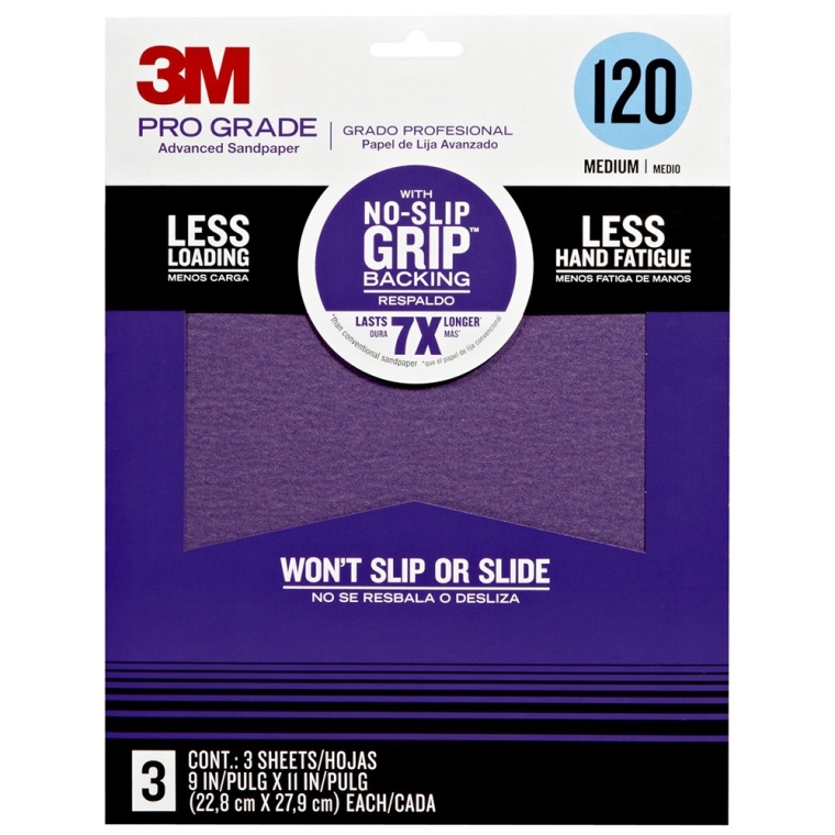 3M Pro Grade No Slip-Grip Sandpaper 3 Packs - full pic 