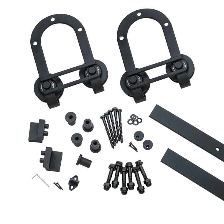 I-Semble Rolling Door Hardware Kit, Horseshoe, Black - full pic 