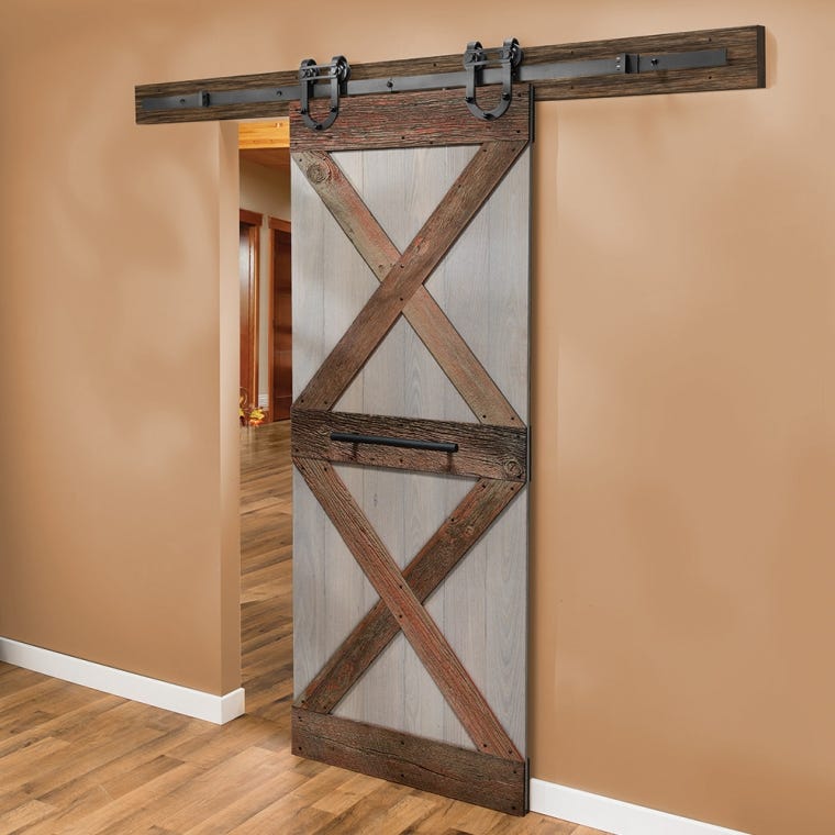 I-Semble Rolling Door Hardware Kit, Horseshoe, Black - full pic 