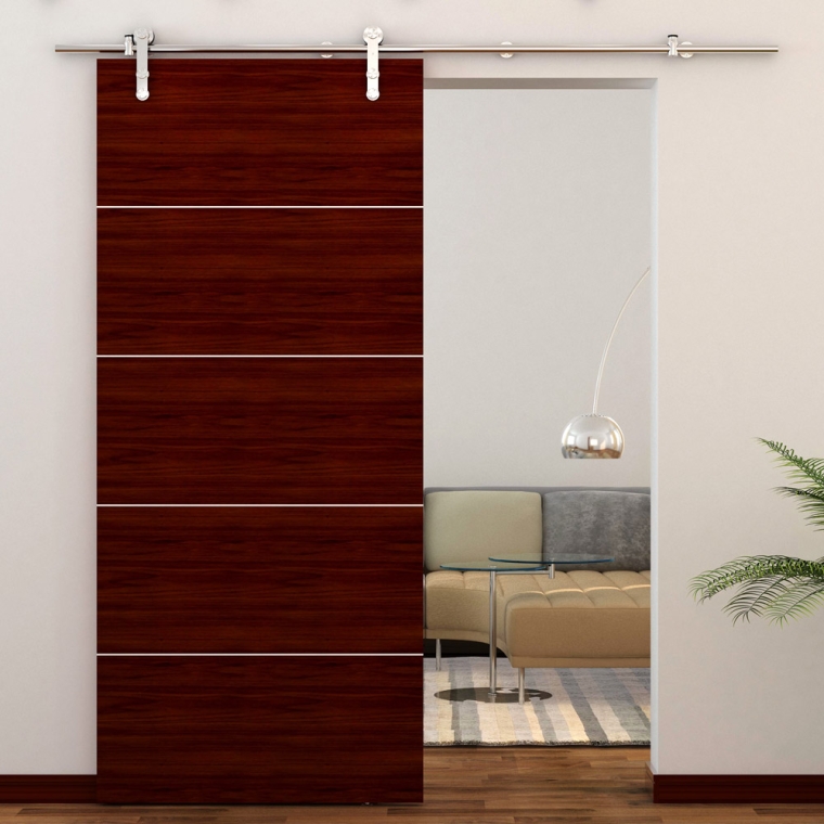 Rolling Barn Door Hardware Kit, Stainless Steel, Vertical Strap - full pic 