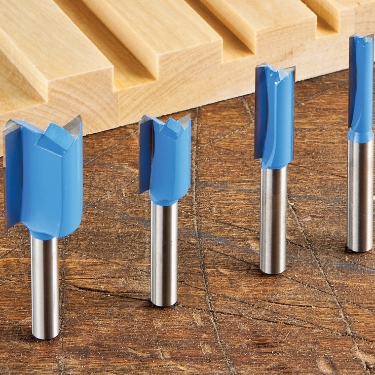 Rockler 4-Piece Straight Bit Set - 1/4" Shank - full pic 