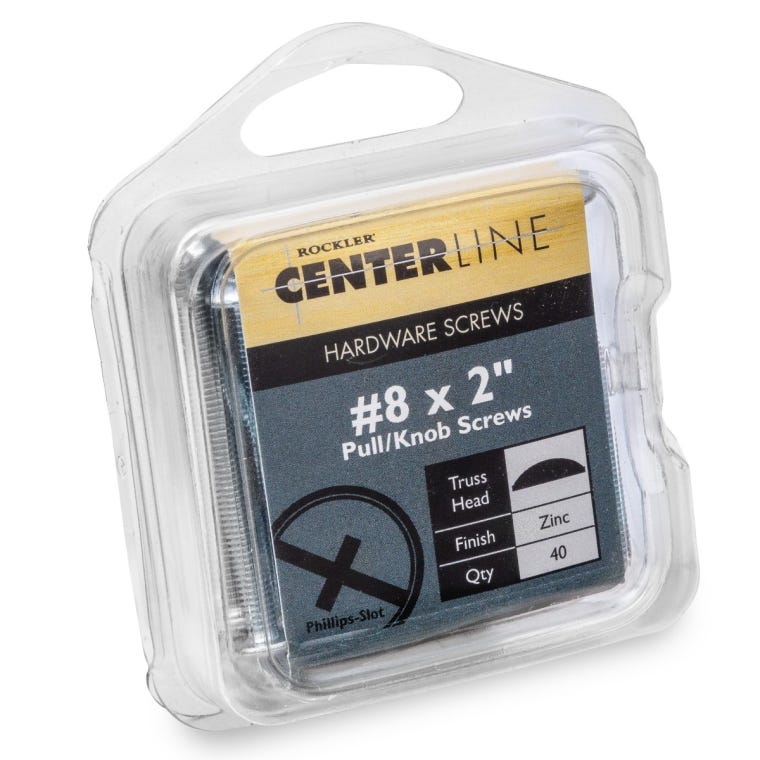 Centerline 8-32 x 2'' Truss Head Slot/Phillips Machine Screws for Pulls and Knobs, Zinc, 40-Pack - full pic 