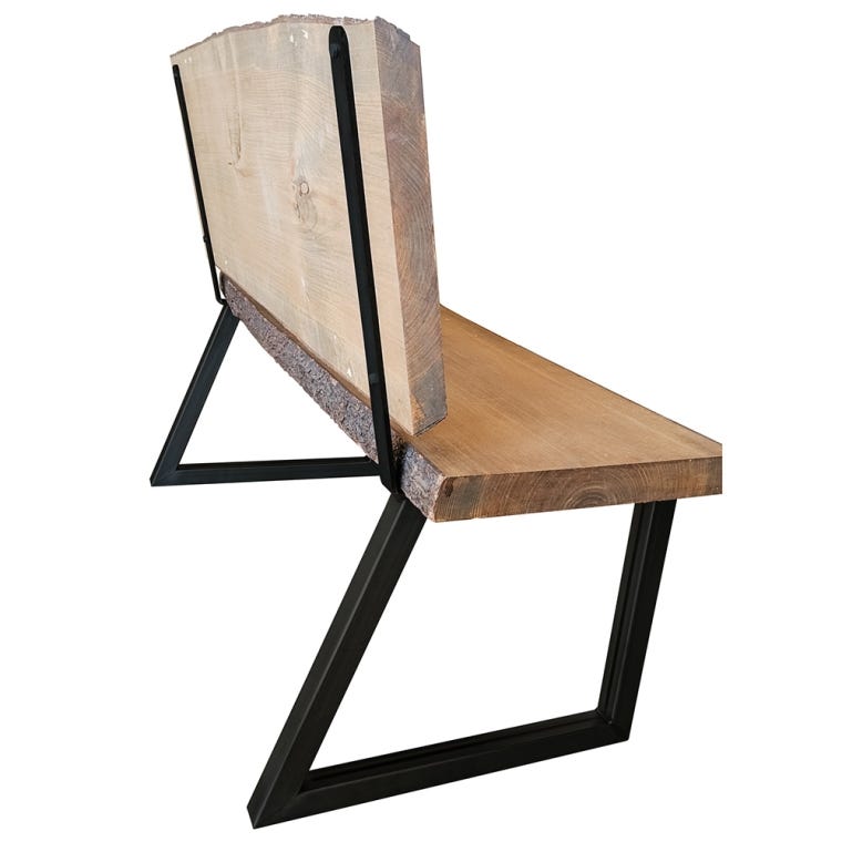Welded Steel Bench / Chair Legs with Backrest (Pair) Black Powder Coat - full pic 