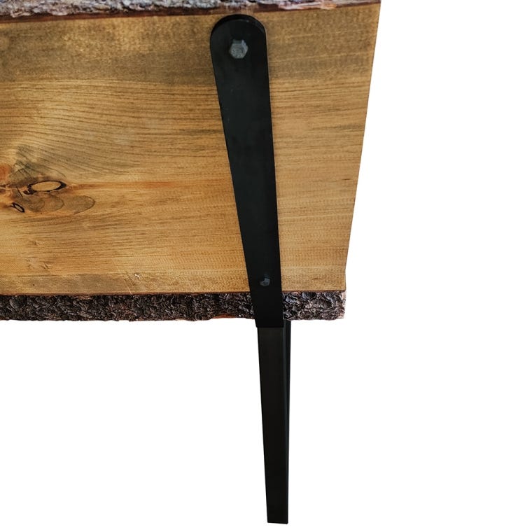 Welded Steel Bench / Chair Legs with Backrest (Pair) Black Powder Coat - full pic 
