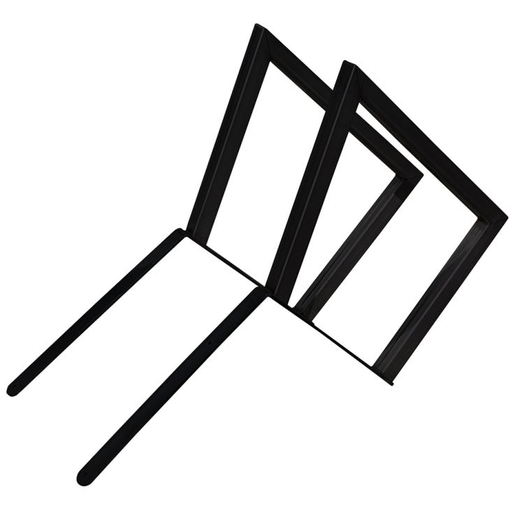 Welded Steel Bench / Chair Legs with Backrest (Pair) Black Powder Coat - full pic 