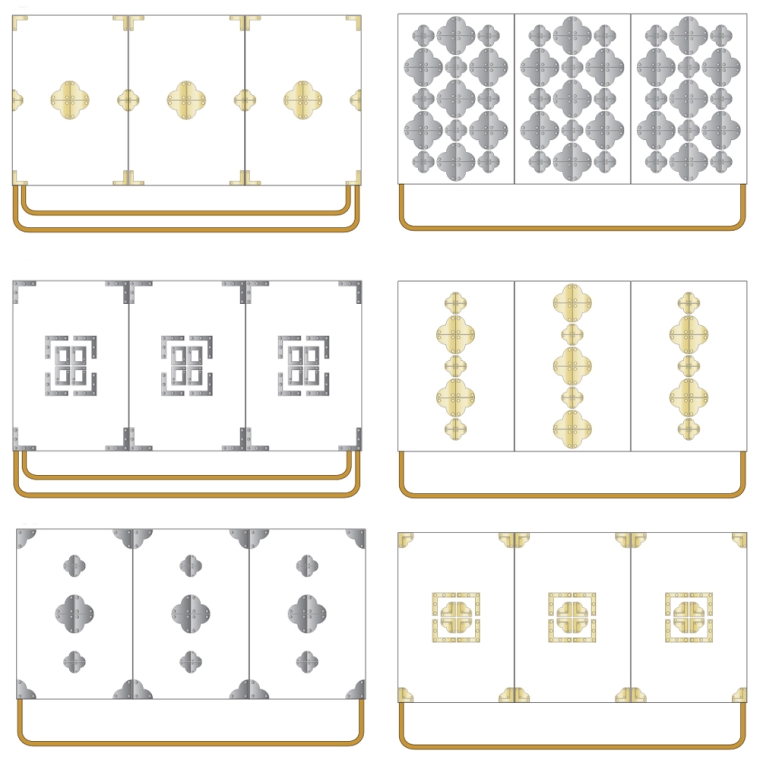 Large Campaign Hardware Corner Straps, 4-Pack, Hammered Antique Brass - full pic 