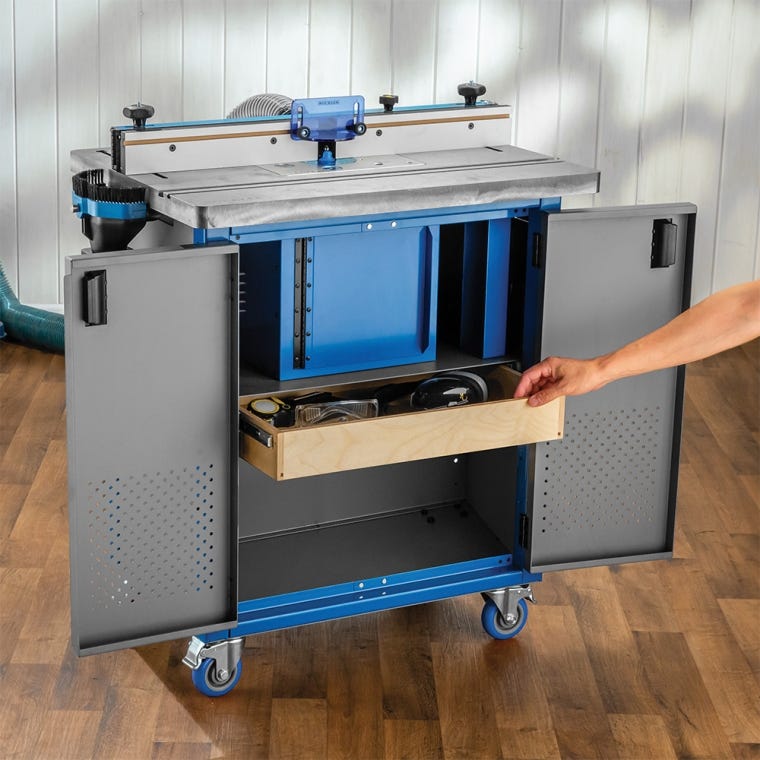 Rockler Cast Iron Router Table Master Kit with Cabinet and Pro Lift - full pic 