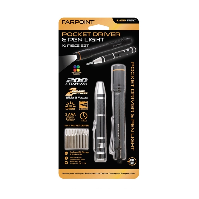 Pocket Screwdriver Set with 200-Lumen Pen Light - full pic 