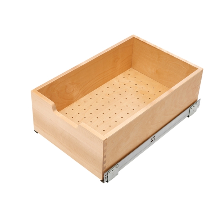 Rev-A-Shelf- Base Cabinet Pullout Single Wood Basket w/ Soft-Close - full pic 