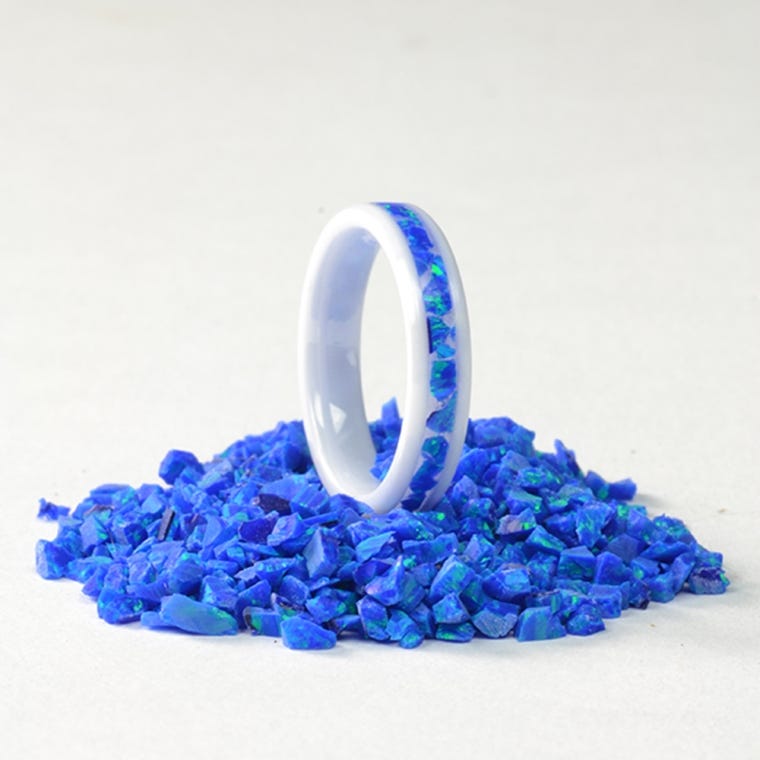 White Ceramic Ring Core Blank, 4mm Wide, Size 9.5 - full pic 