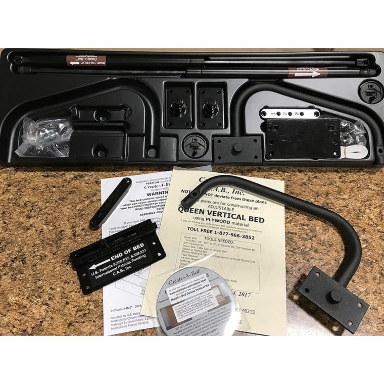 Create-A-Bed Adjustable Deluxe Murphy Bed Hardware Kit - full pic 