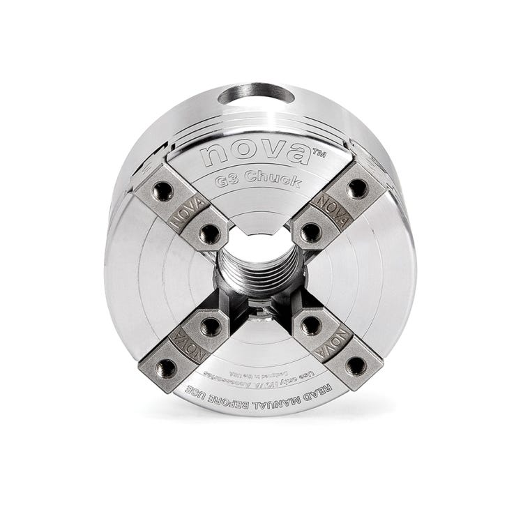 Nova G3 Lite Chuck with 2'' Jaws, 1'' x 8TPI Direct Thread - full pic 