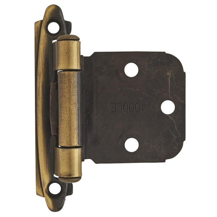 Variable Overlay Self-Closing Face-Mount Cabinet Hinges (7629), Antique Brass - full pic 