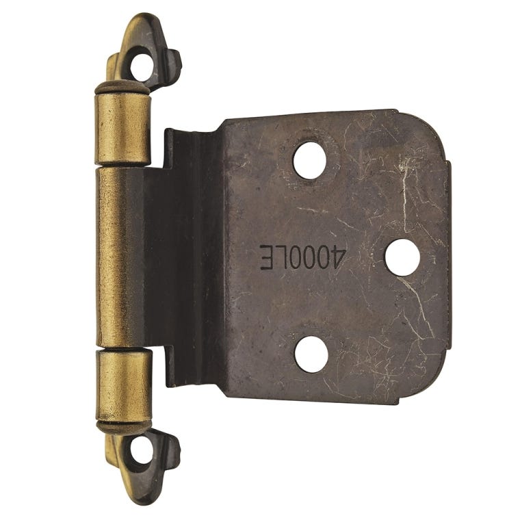 Variable Overlay Self-Closing Face-Mount Cabinet Hinges (7629), Antique Brass - full pic 