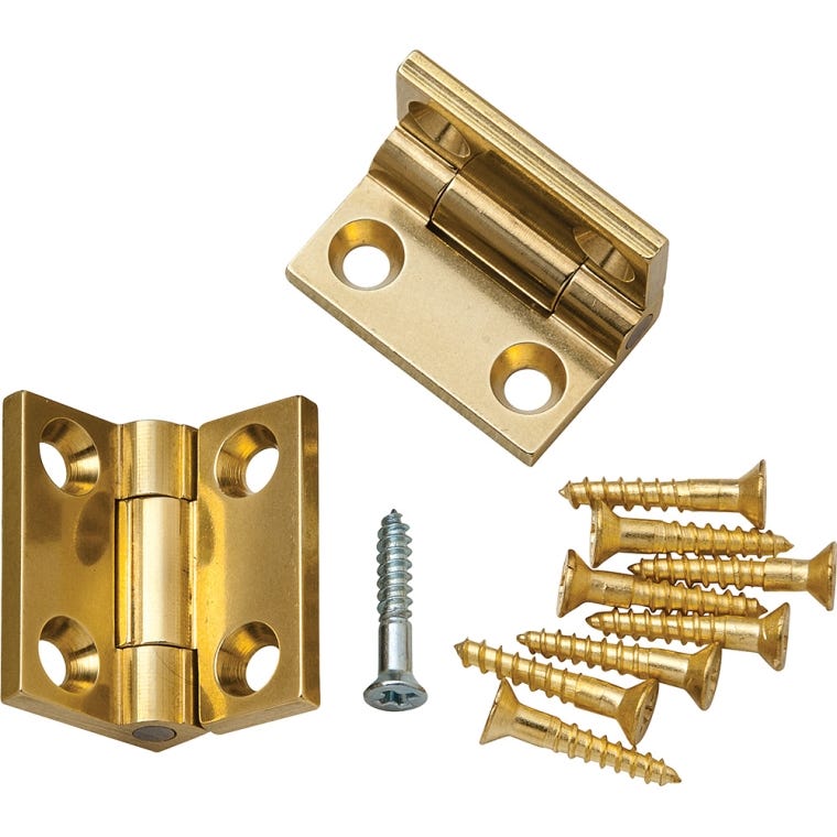 Brusso Solid Brass Small Box Stop Hinges - full pic 