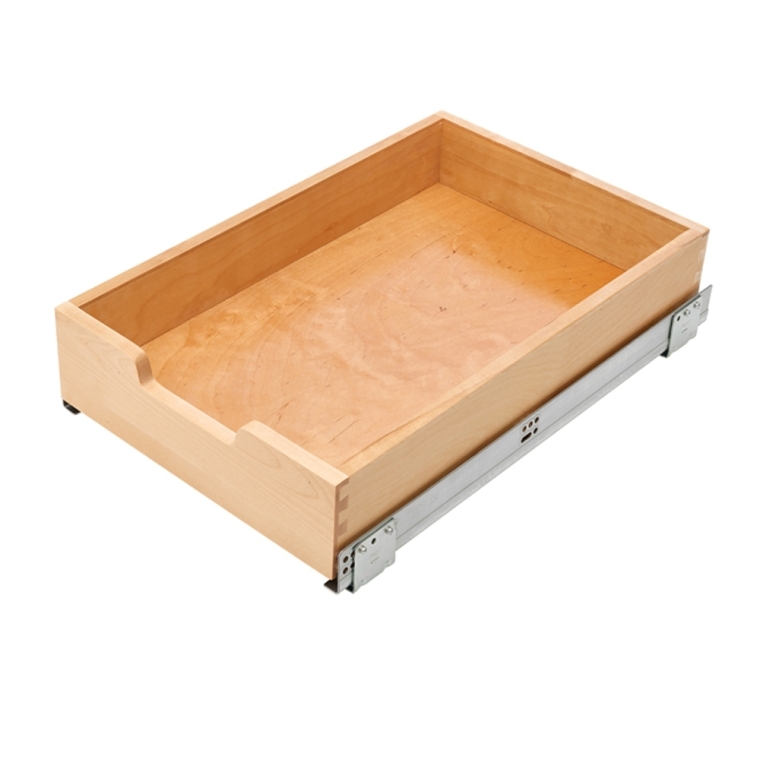 Rev-A-Shelf- Base Cabinet Pullout Single Wood Basket w/ Soft-Close - full pic 