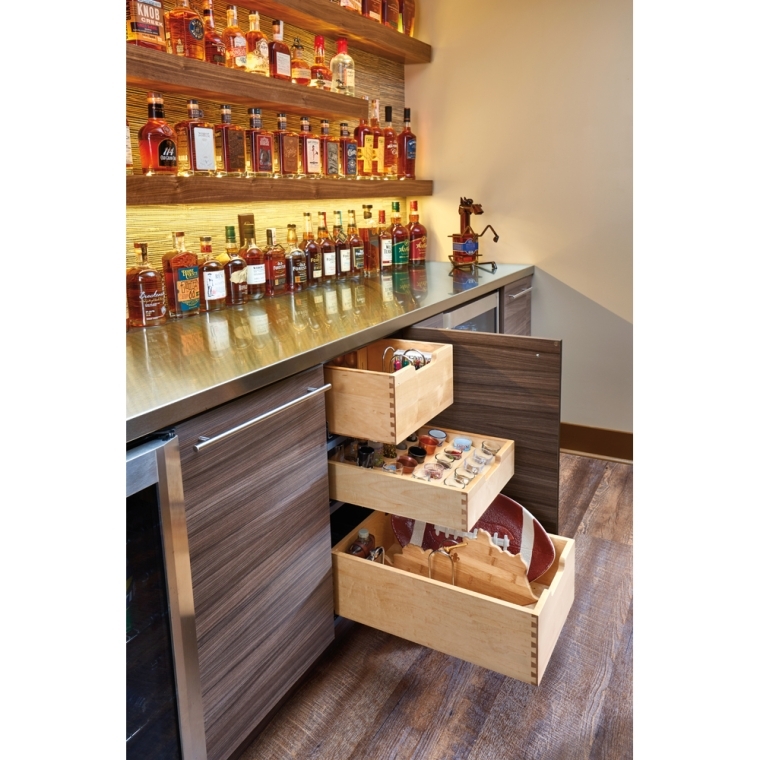 Rev-A-Shelf- Base Cabinet Pullout Single Wood Basket w/ Soft-Close - full pic 