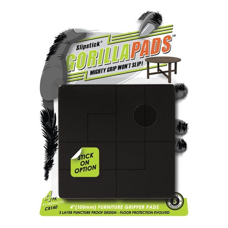 4'' x 4'' GorillaPads Pre-Scored Non-Slip Furniture Pads, 4-Pack - full pic 