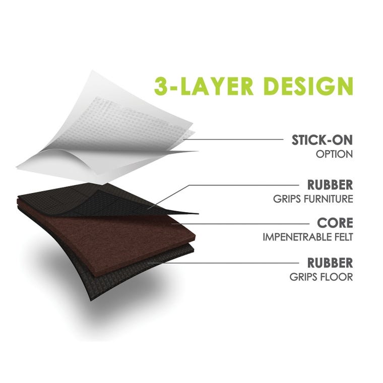 4'' x 4'' GorillaPads Pre-Scored Non-Slip Furniture Pads, 4-Pack - full pic 