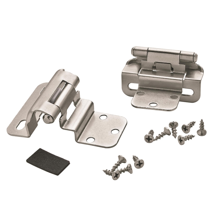 3/8'' Inset Self-Closing Partial Wrap Cabinet Hinges, Satin Nickel - full pic 