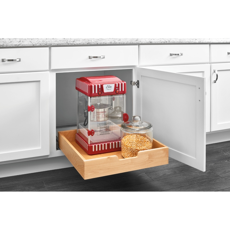 Rev-A-Shelf- Base Cabinet Pullout Single Wood Basket w/ Soft-Close - full pic 
