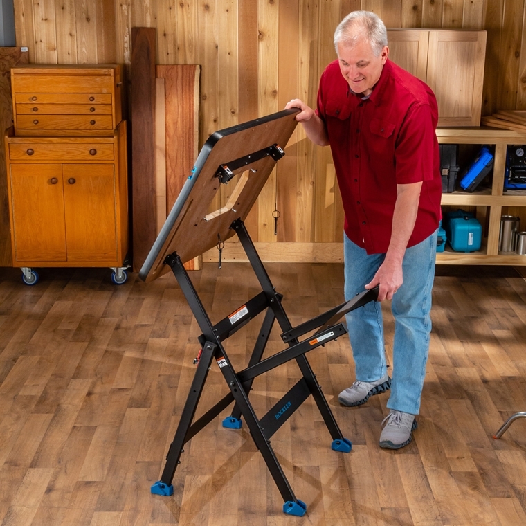 Rockler HPL Router Table with Fence and Rock Steady Folding Stand - full pic 